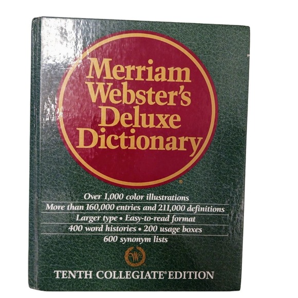 Merriam Webster's Deluxe Dictionary SIDE TABS Tenth Collegiate Edition Hardcover - Picture 1 of 16